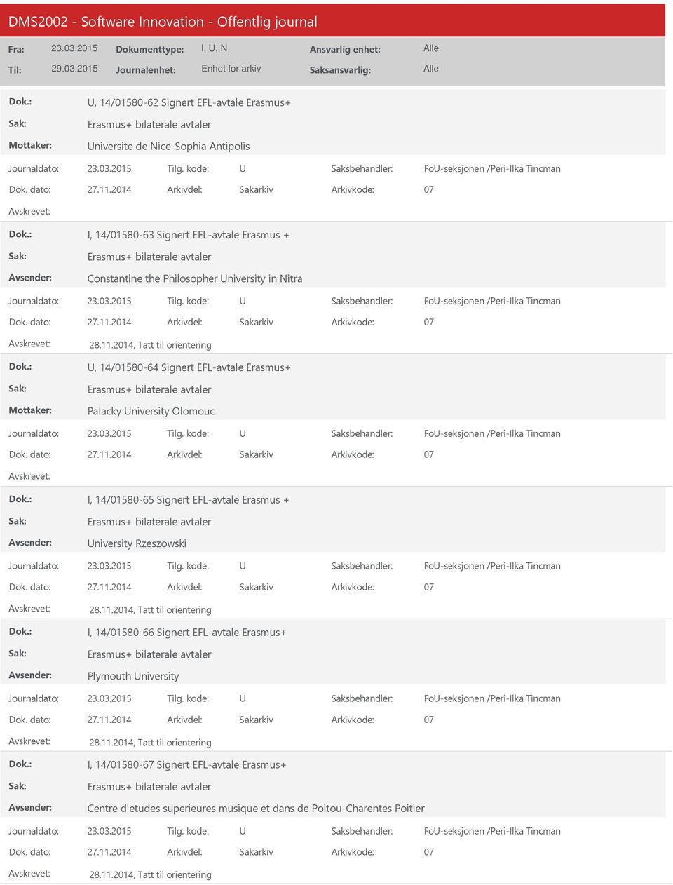 /Peri-Ilka Tincman I, 14/01580-65 Signert EFL-avtale Erasmus + niversity Rzeszowski Fo-seksjonen /Peri-Ilka Tincman I, 14/01580-66 Signert EFL-avtale Erasmus+ Plymouth