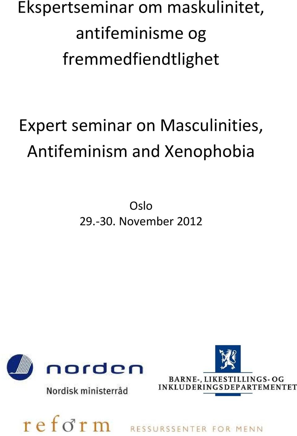 Expert seminar on Masculinities,