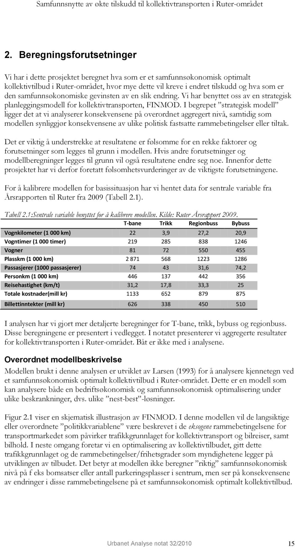 samfunnsøkonomiske gevinsten av en slik endring. Vi har benyttet oss av en strategisk planleggingsmodell for kollektivtransporten, FINMOD.