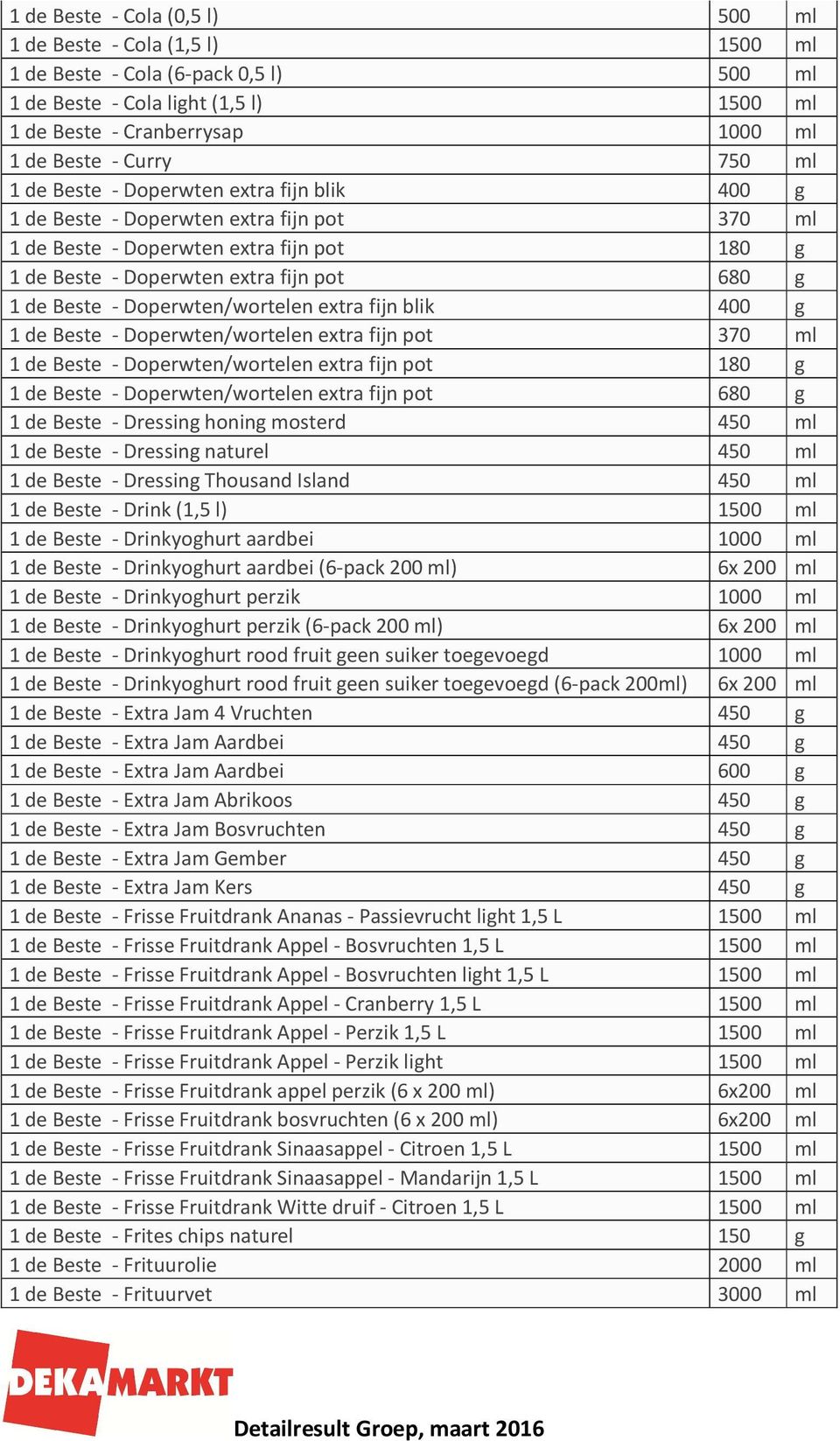 Doperwten/wortelen extra fijn blik 400 g 1 de Beste - Doperwten/wortelen extra fijn pot 370 ml 1 de Beste - Doperwten/wortelen extra fijn pot 180 g 1 de Beste - Doperwten/wortelen extra fijn pot 680