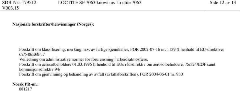 Forskrift om aerosolbeholdere 01.03.