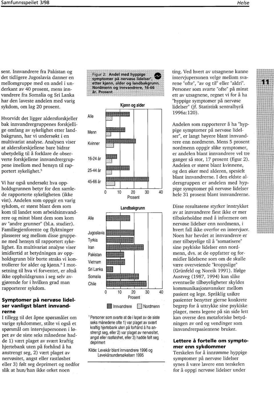 om lag 20 prosent. Hvorvidt det ligger aldersforskjeller bak innvandrergruppenes forskjellige omfang av sykelighet etter landbakgrunn, har vi undersøkt i en multivariat analyse.