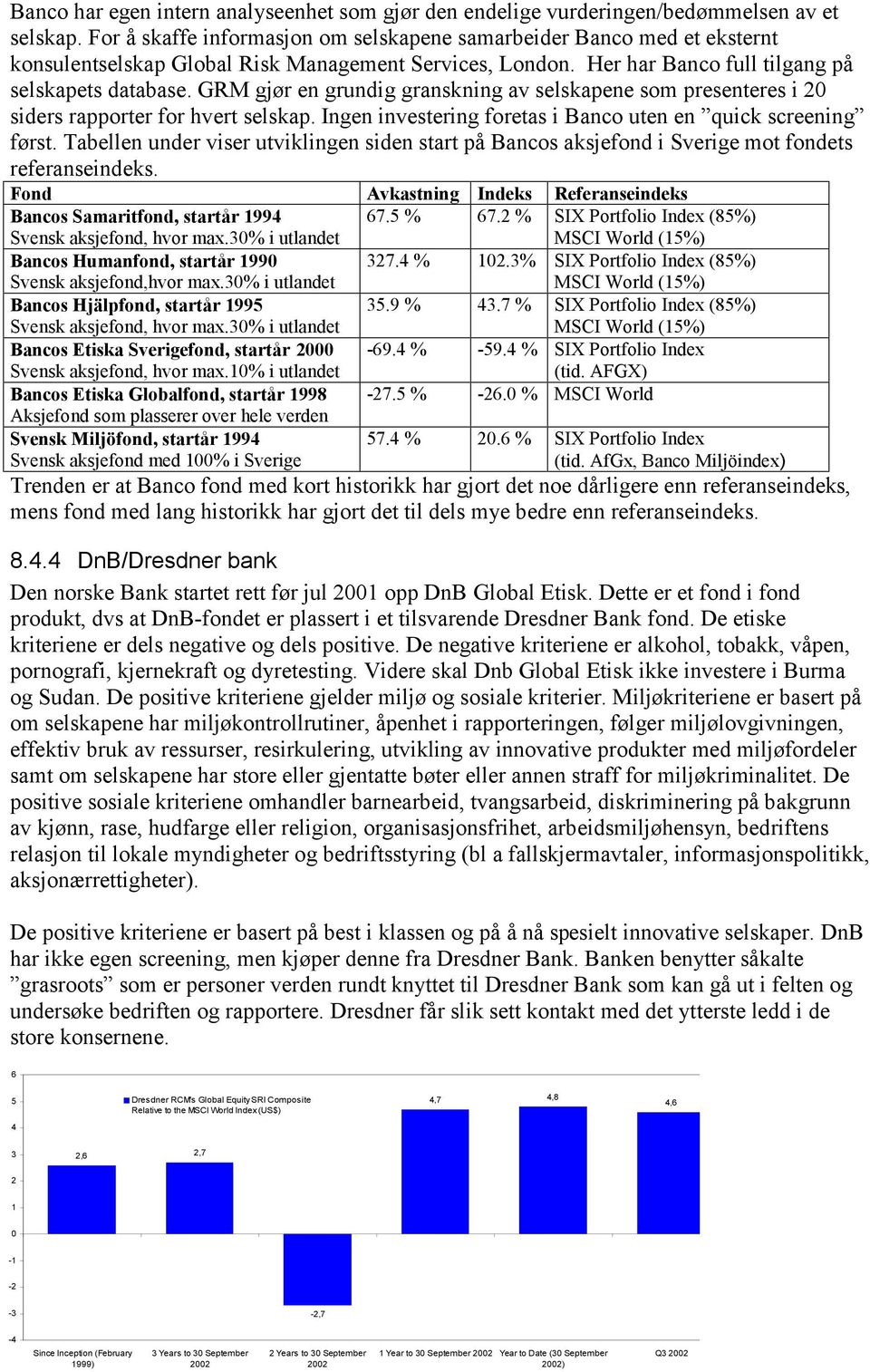 GRM gjør en grundig granskning av selskapene som presenteres i 20 siders rapporter for hvert selskap. Ingen investering foretas i Banco uten en quick screening først.