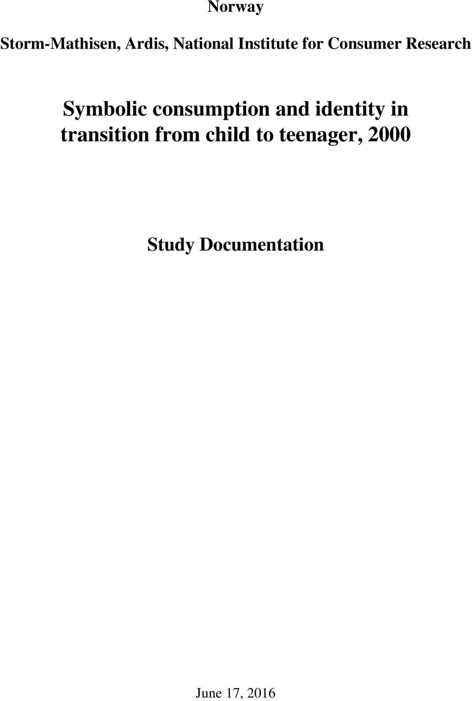 consumption and identity in transition from