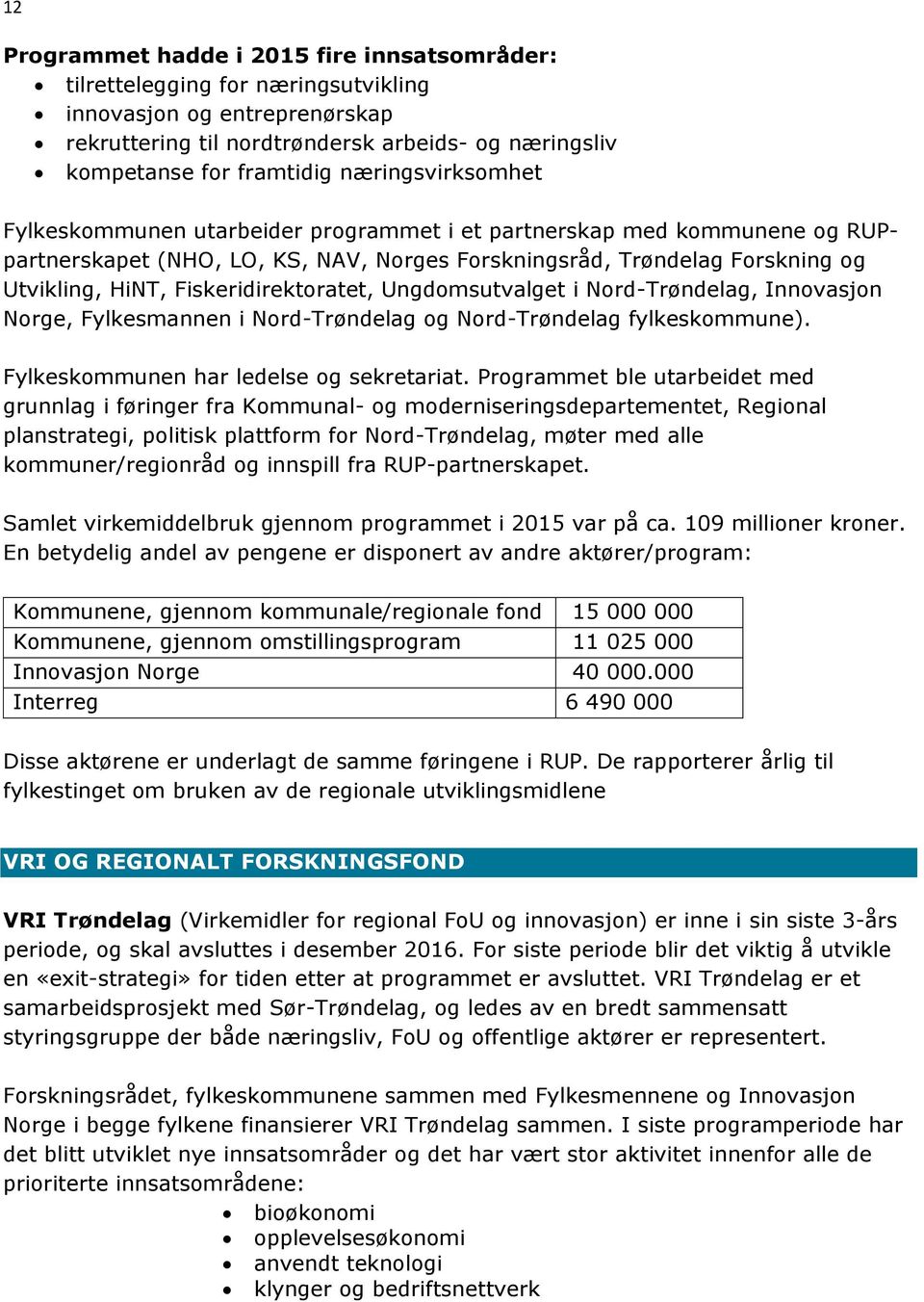 Fiskeridirektoratet, Ungdomsutvalget i Nord-Trøndelag, Innovasjon Norge, Fylkesmannen i Nord-Trøndelag og Nord-Trøndelag fylkeskommune). Fylkeskommunen har ledelse og sekretariat.