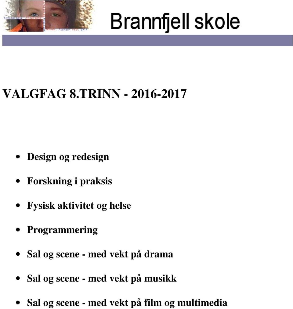 praksis Fysisk aktivitet og helse Programmering Sal og