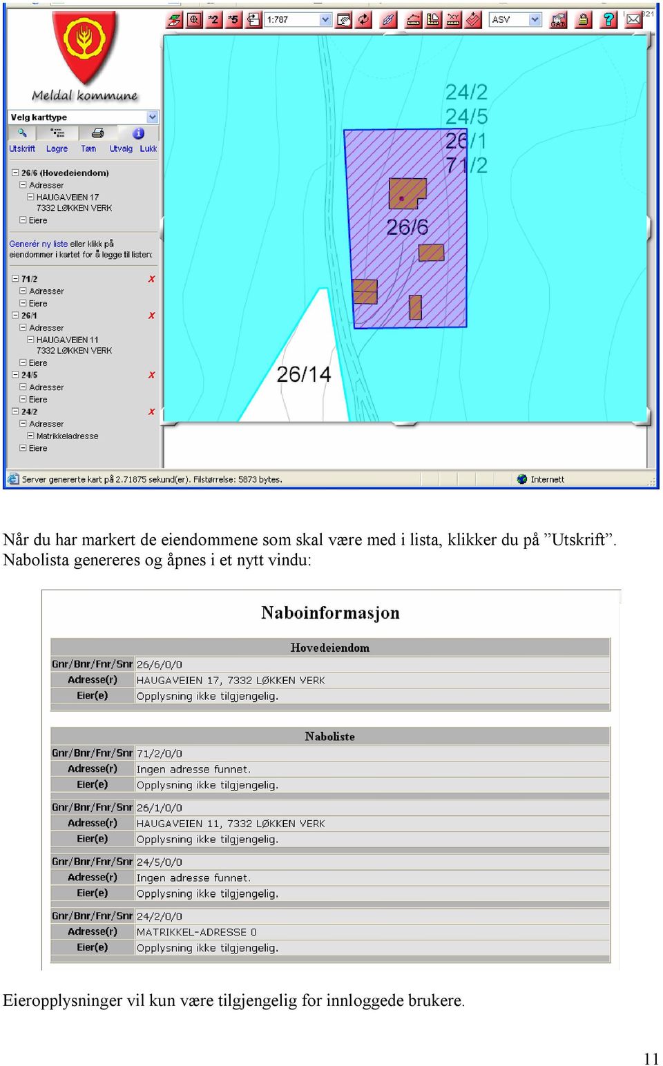 Nabolista genereres og åpnes i et nytt vindu: