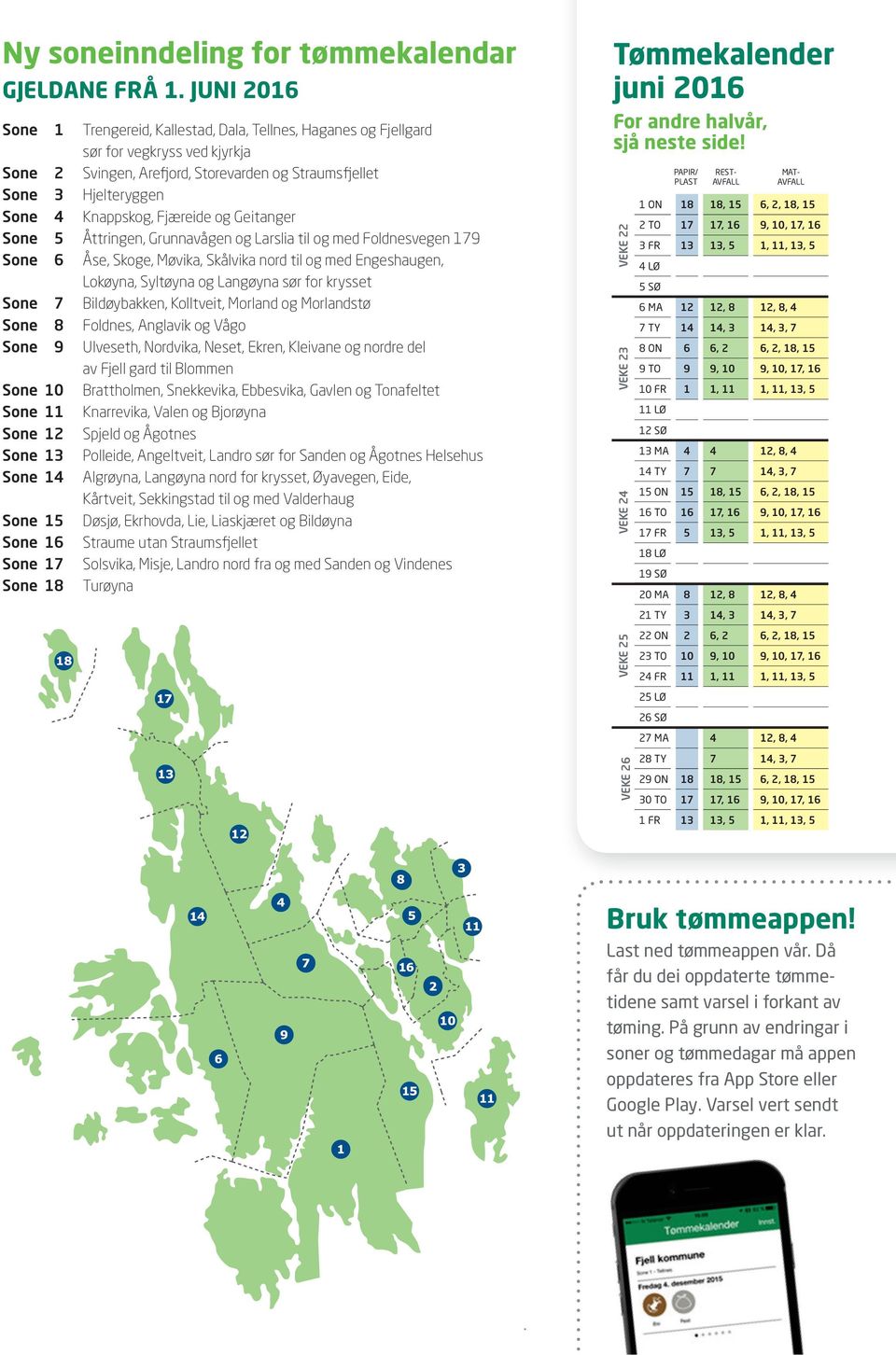 Åttringn, Grunnavågn og Larslia til og d Foldnsvgn 179 Son 6 Ås, Skog, Møvika, Skålvika nord til og d Engshaugn, Lokøyna, Syltøyna og Langøyna sør for krysst Son 7 Bildøybakkn, Kolltvit, Morland og