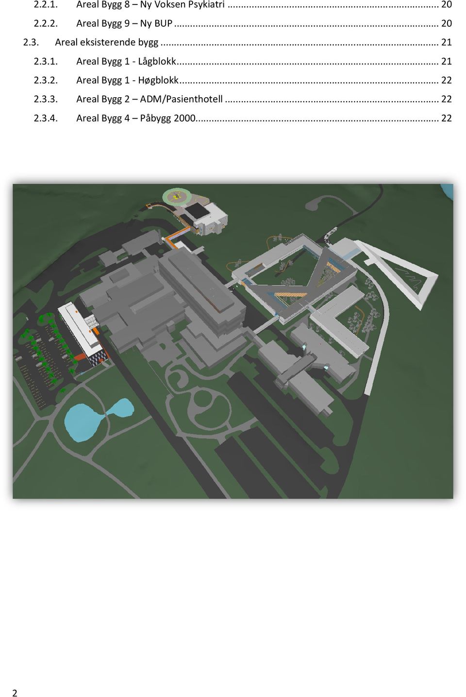 .. 21 2.3.2. Areal Bygg 1 - Høgblokk... 22 2.3.3. Areal Bygg 2 ADM/Pasienthotell.