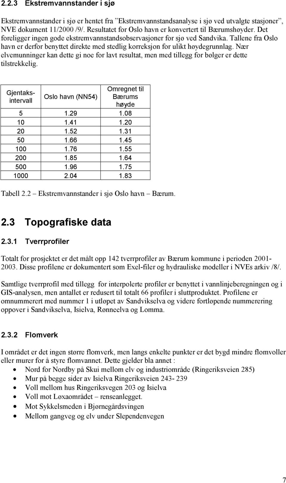 Tallene fra Oslo havn er derfor benyttet direkte med stedlig korreksjon for ulikt høydegrunnlag.