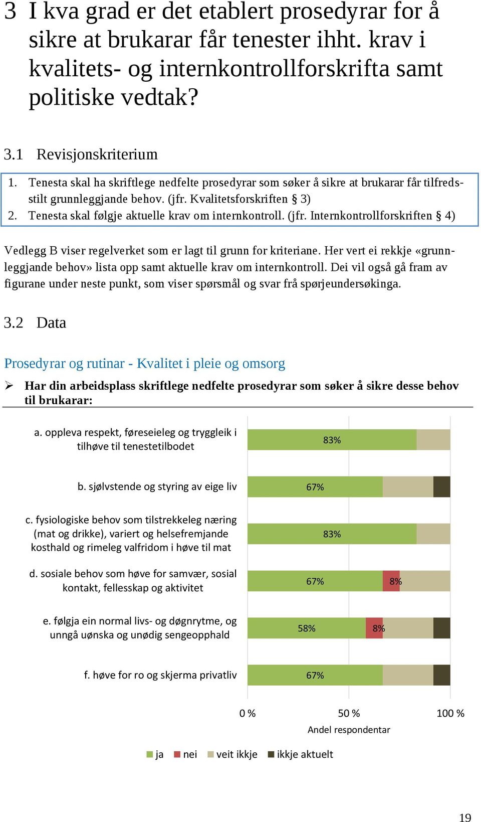 Tenesta skal følgje aktuelle krav om internkontroll. (jfr. Internkontrollforskriften 4) Vedlegg B viser regelverket som er lagt til grunn for kriteriane.