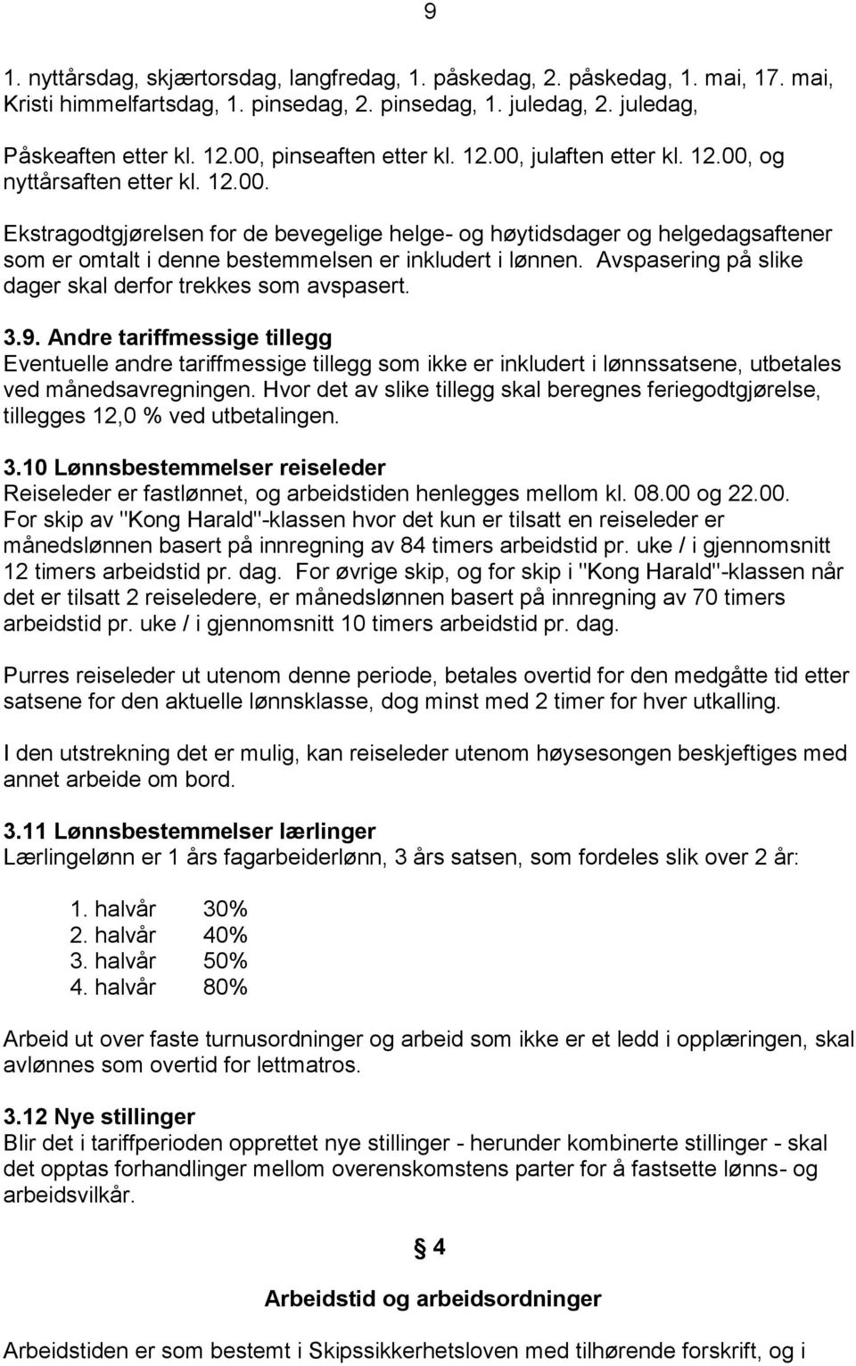 Avspasering på slike dager skal derfor trekkes som avspasert. 3.9.