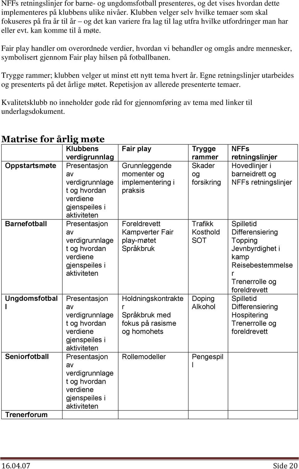 Fair play handler om overordnede verdier, hvordan vi behandler og omgås andre mennesker, symbolisert gjennom Fair play hilsen på fotballbanen.