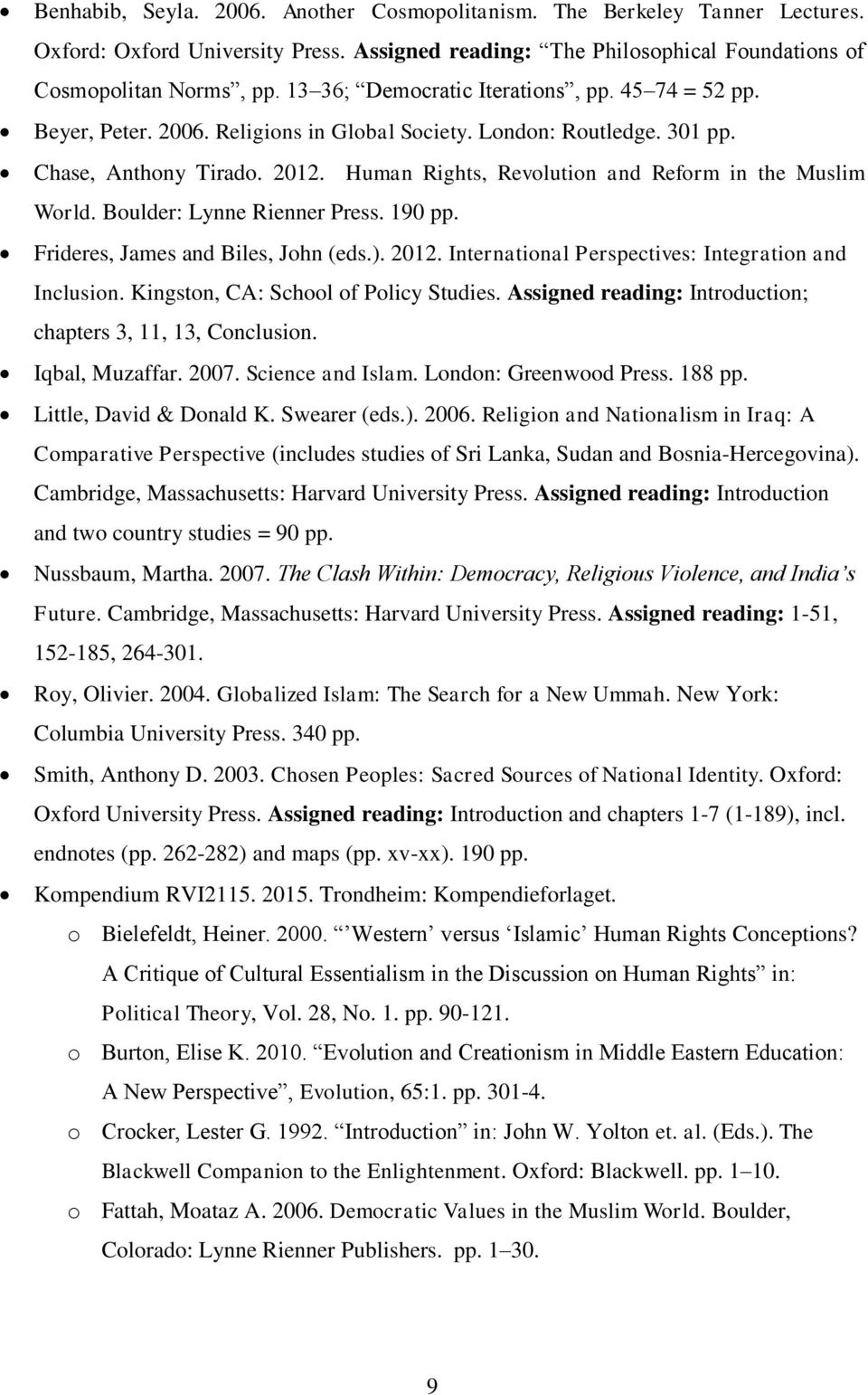 Human Rights, Revolution and Reform in the Muslim World. Boulder: Lynne Rienner Press. 190 pp. Frideres, James and Biles, John (eds.). 2012. International Perspectives: Integration and Inclusion.