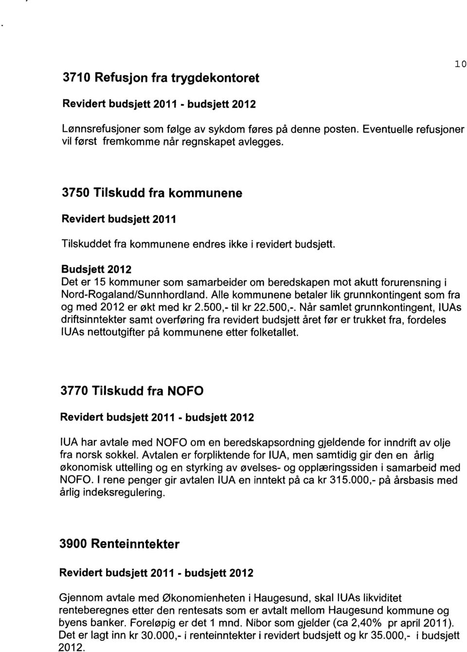 Budsjett 2012 Det er 15 kommuner som samarbeider om beredskapen mot akutt forurensning i Nord-Rogaland/Sunnhordland. Alle kommunene betaler lik grunnkontingent som fra og med 2012 er økt med kr 2.