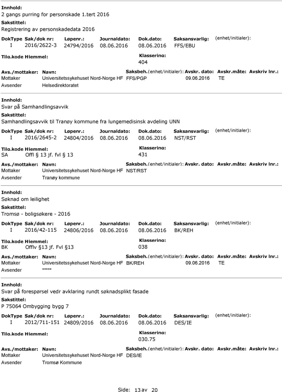 fvl 13 431 Avs./mottaker: Navn: Saksbeh. Avskr. dato: Avskr.måte: Avskriv lnr.