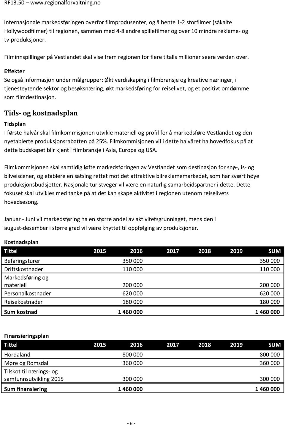 Effekter Se også informasjon under målgrupper: Økt verdiskaping i filmbransje og kreative næringer, i tjenesteytende sektor og besøksnæring, økt markedsføring for reiselivet, og et positivt omdømme