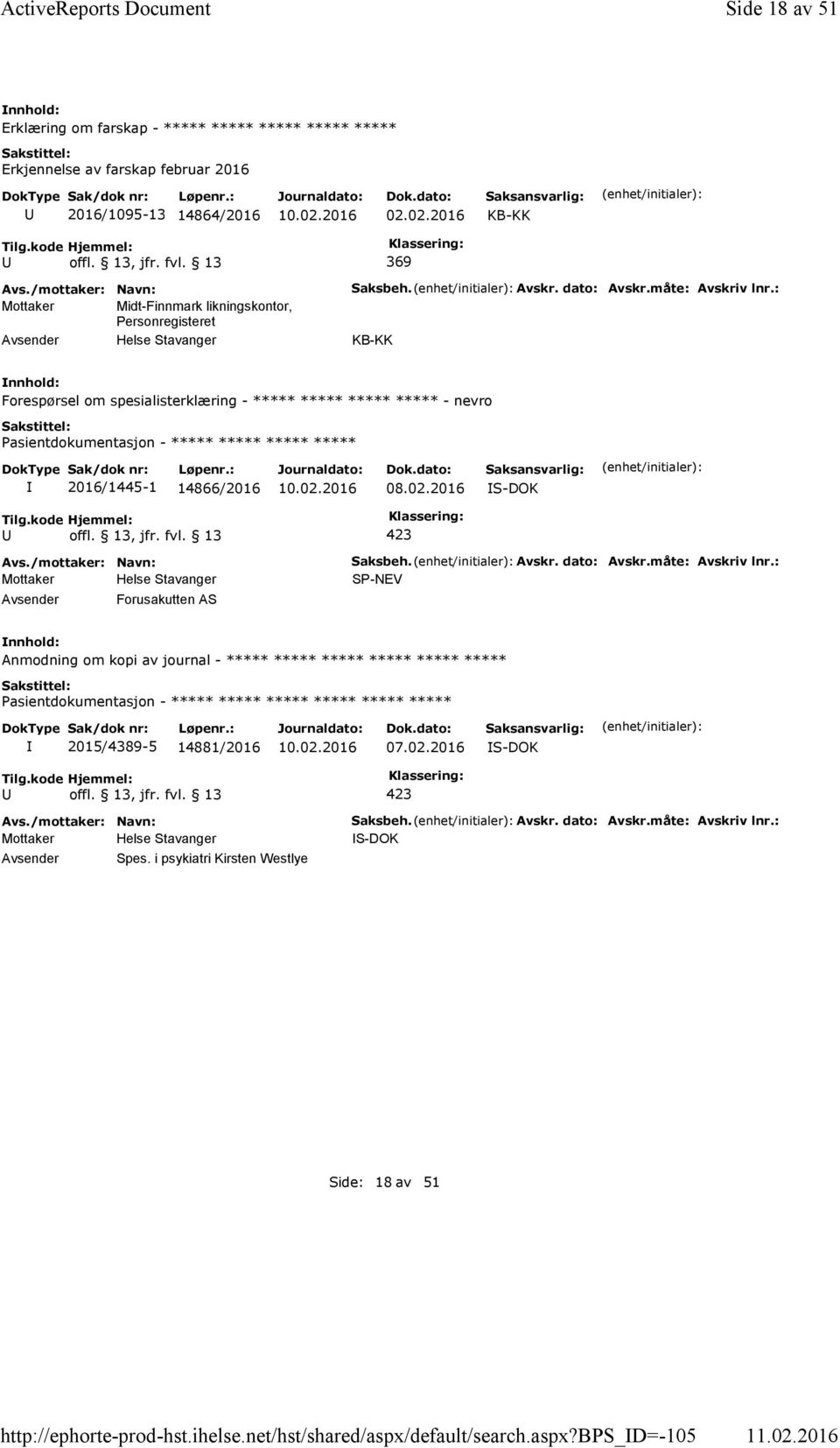 2016 S-DOK Forusakutten AS Saksbeh. Avskr. dato: Avskr.måte: Avskriv lnr.