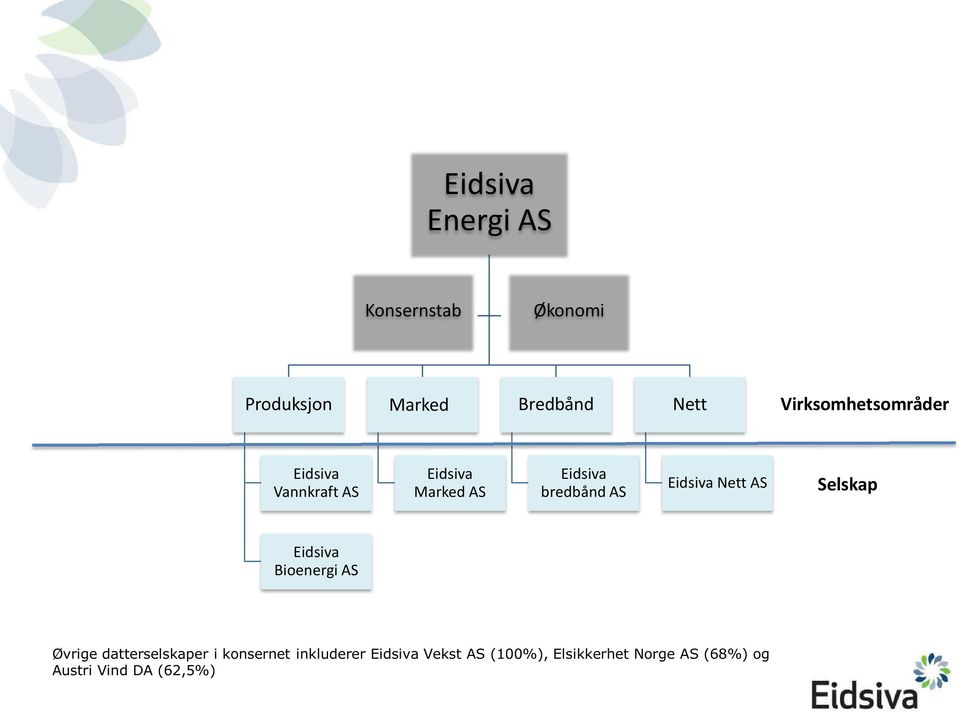 EidsivaNett AS Selskap Eidsiva BioenergiAS Øvrige datterselskaper i