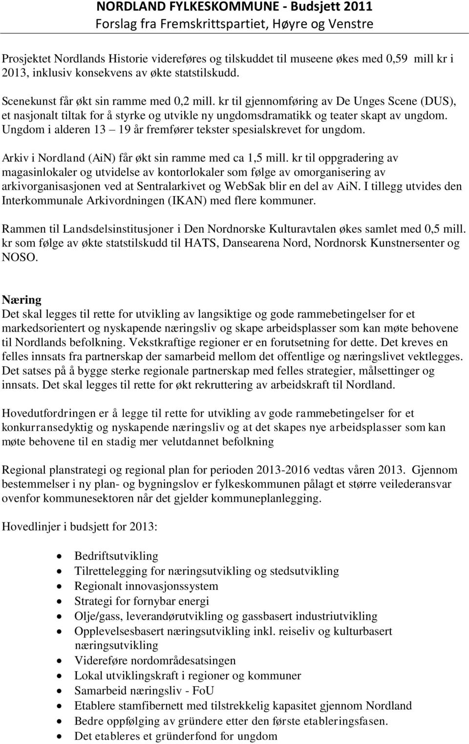 Ungdom i alderen 13 19 år fremfører tekster spesialskrevet for ungdom. Arkiv i Nordland (AiN) får økt sin ramme med ca 1,5 mill.