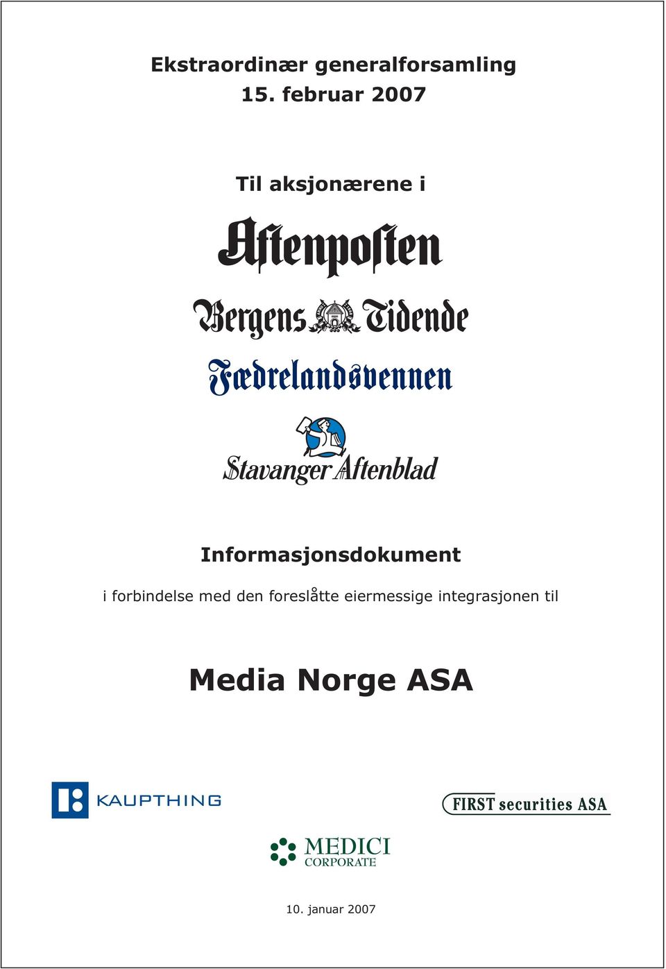 Informasjonsdokument i forbindelse med den