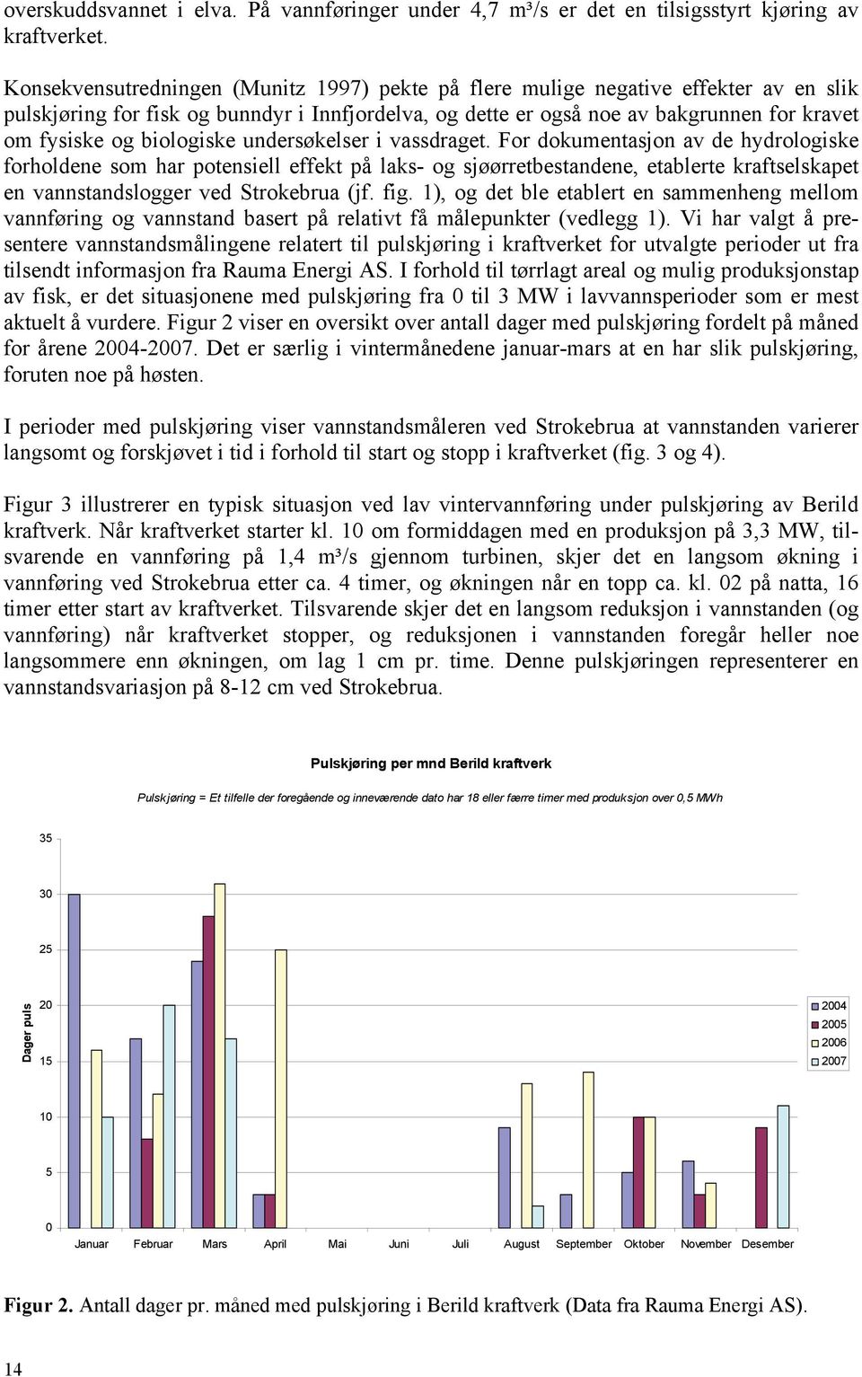 biologiske undersøkelser i vassdraget.