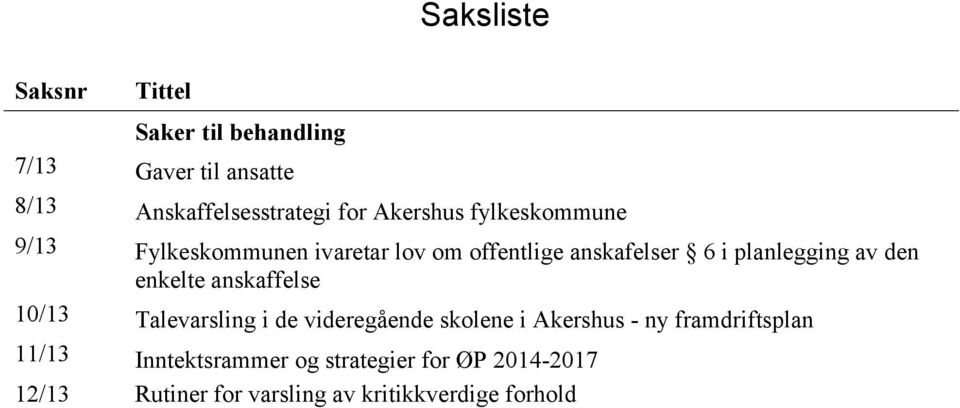 den enkelte anskaffelse 10/13 Talevarsling i de videregående skolene i Akershus - ny framdriftsplan