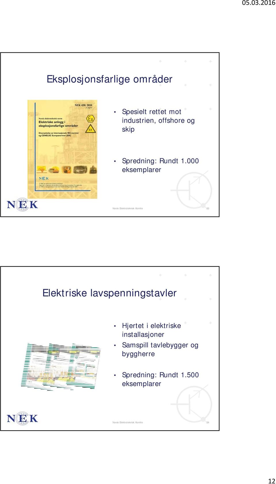 000 eksemplarer Norsk Elektroteknisk Komite 23 Elektriske lavspenningstavler