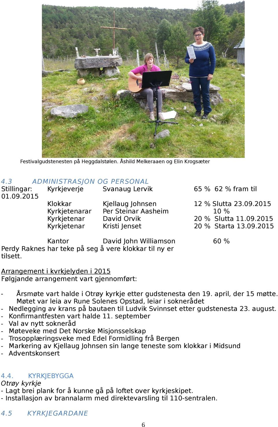 tilsett. 65 % 6 % fram til % Slutta.9.5 % % Slutta.9.5 % Starta.9.5 6 % Arrangement i kvrkjelyden i 5 Følgjande arrangement vart gjennomført: - Årsmøte vart halde i Otrøy kyrkje etter gudstenesta den 9.