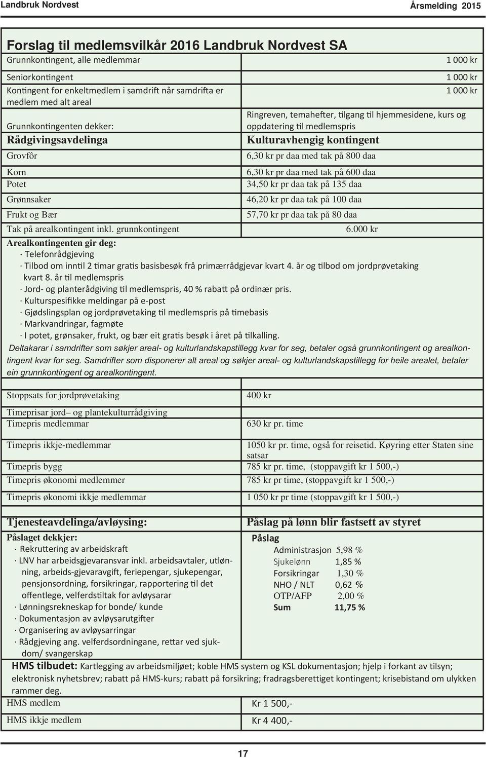 grunnkontingent 1 000 kr 1 000 kr 1 000 kr Ringreven, temahe er, lgang l hjemmesidene, kurs og oppdatering l medlemspris Kulturavhengig kontingent 6,30 kr pr daa med tak på 800 daa 6,30 kr pr daa med