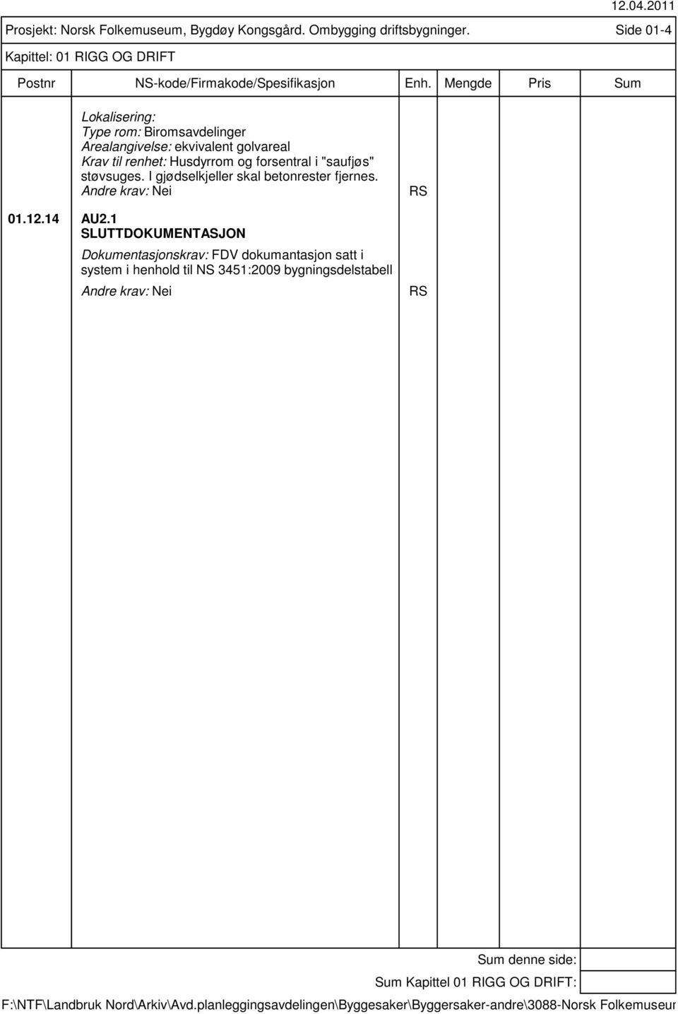 Krav til renhet: Husdyrrom og forsentral i "saufjøs" støvsuges. I gjødselkjeller skal betonrester fjernes. 01.12.