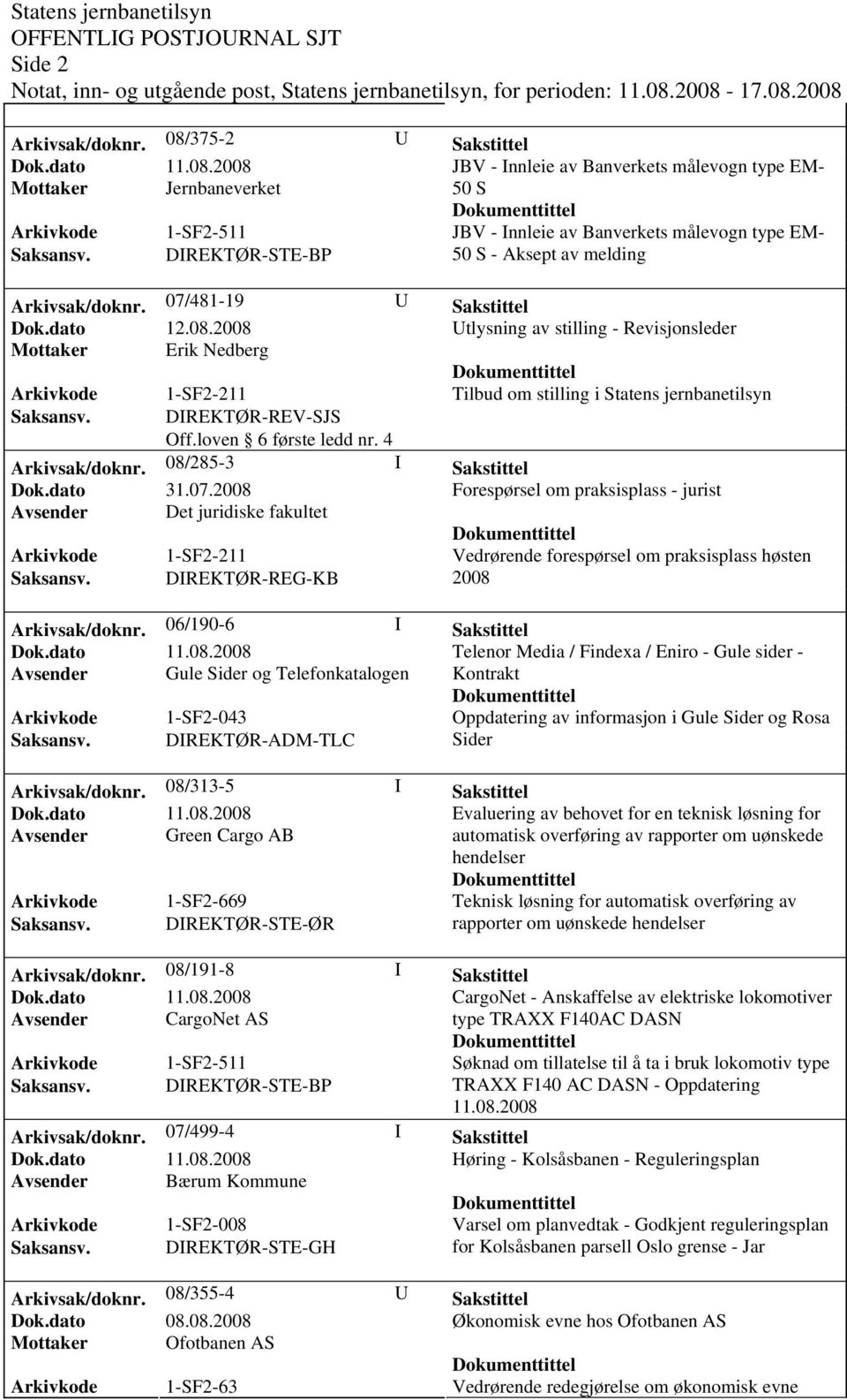 loven 6 første ledd nr. 4 Arkivsak/doknr. 08/285-3 I Sakstittel Dok.dato 31.07.