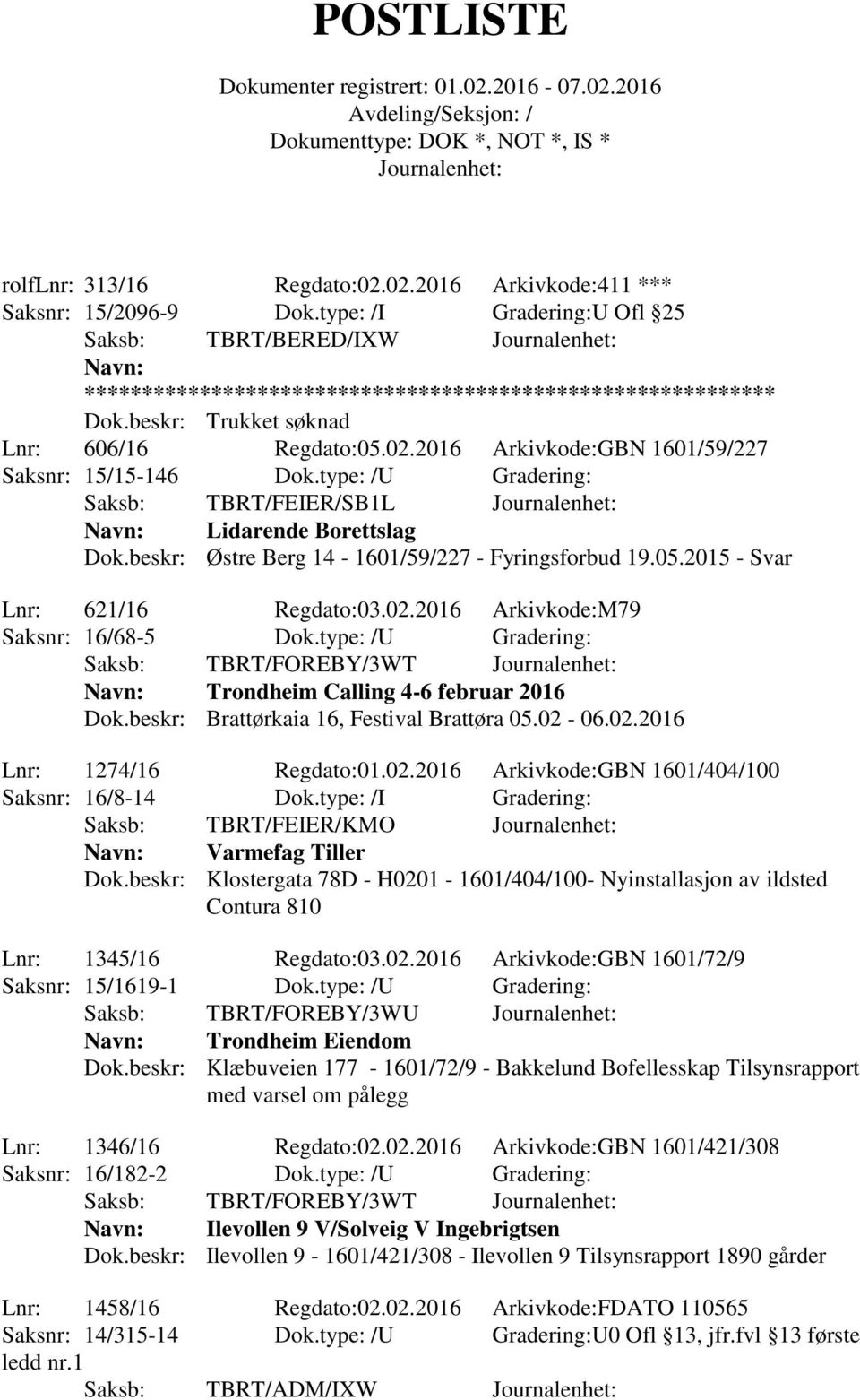 beskr: Østre Berg 14-1601/59/227 - Fyringsforbud 19.05.2015 - Svar Lnr: 621/16 Regdato:03.02.2016 Arkivkode:M79 Saksnr: 16/68-5 Dok.