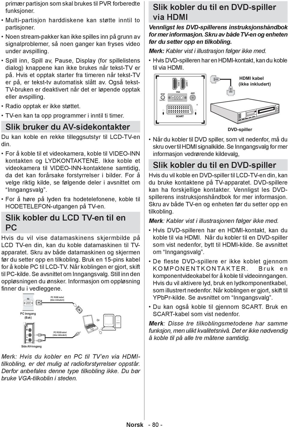 Spill inn, Spill av, Pause, Display (for spillelistens dialog) knappene kan ikke brukes når tekst-tv er på. Hvis et opptak starter fra timeren når tekst-tv er på, er tekst-tv automatisk slått av.