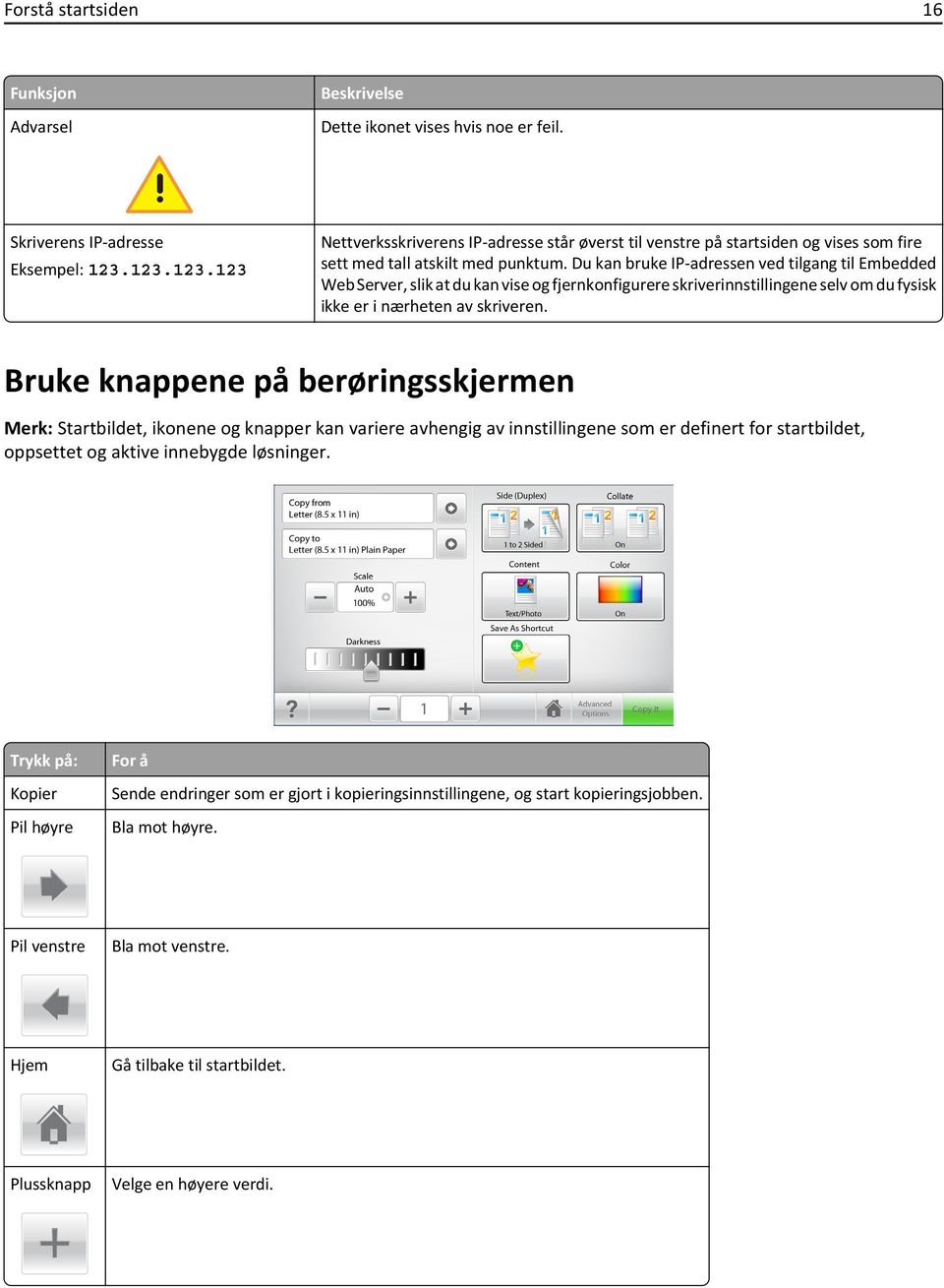 Du kan bruke IP-adressen ved tilgang til Embedded Web Server, slik at du kan vise og fjernkonfigurere skriverinnstillingene selv om du fysisk ikke er i nærheten av skriveren.