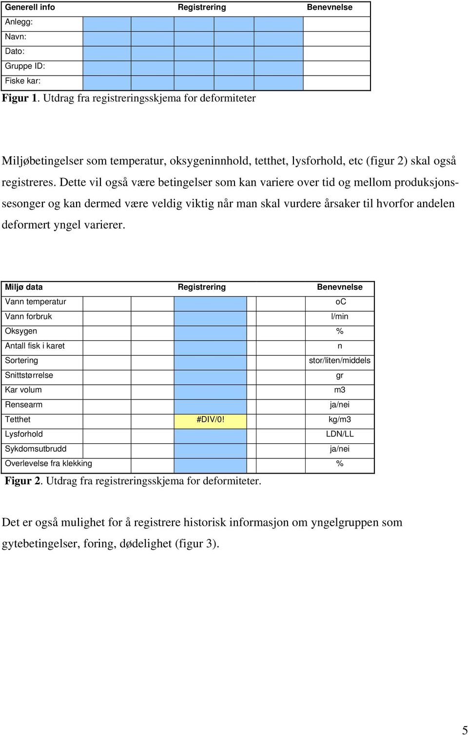 Dette vil også være betingelser som kan variere over tid og mellom produksjonssesonger og kan dermed være veldig viktig når man skal vurdere årsaker til hvorfor andelen deformert yngel varierer.