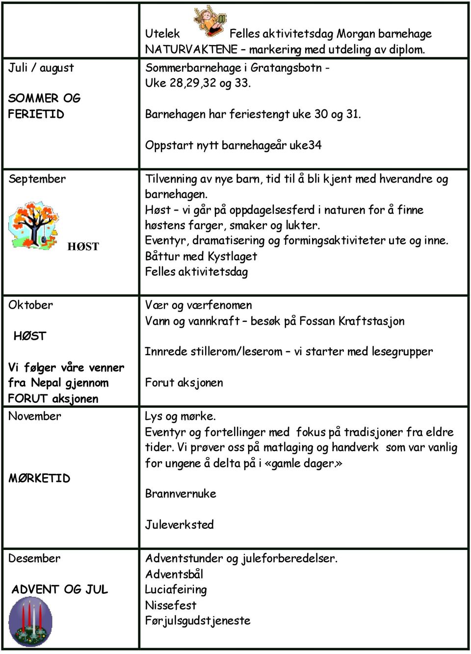 Høst vi går på oppdagelsesferd i naturen for å finne høstens farger, smaker og lukter. Eventyr, dramatisering og formingsaktiviteter ute og inne.