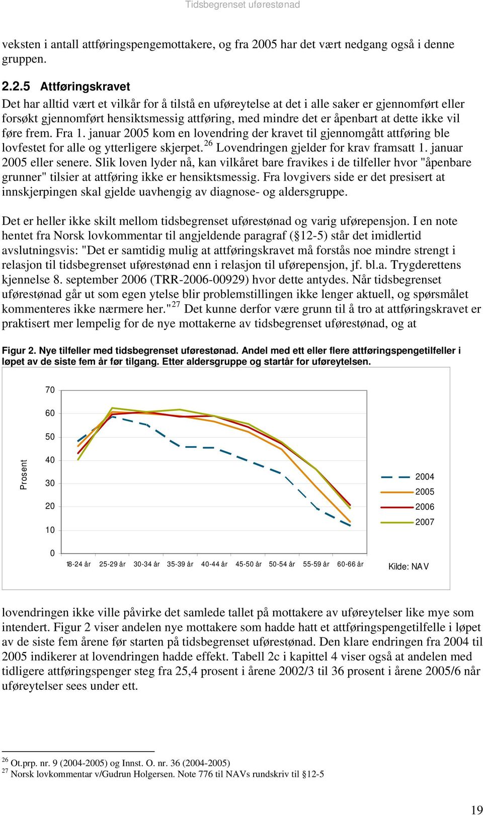 2.5 Attføringskravet Det har alltid vært et vilkår for å tilstå en uføreytelse at det i alle saker er gjennomført eller forsøkt gjennomført hensiktsmessig attføring, med mindre det er åpenbart at