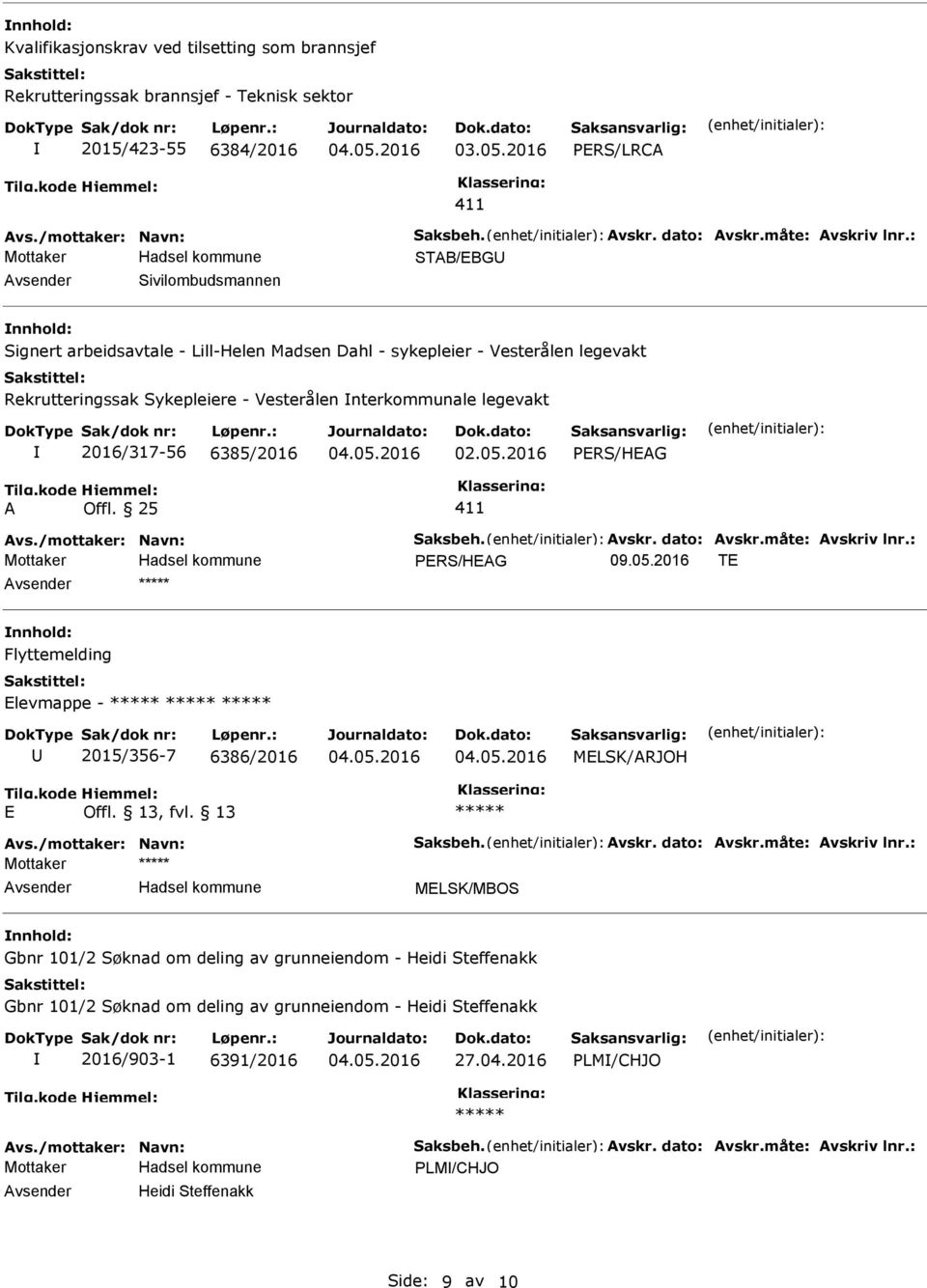 : STAB/EBG Sivilombudsmannen nnhold: Signert arbeidsavtale - Lill-Helen Madsen Dahl - sykepleier - Vesterålen legevakt Rekrutteringssak Sykepleiere - Vesterålen nterkommunale legevakt 2016/317-56