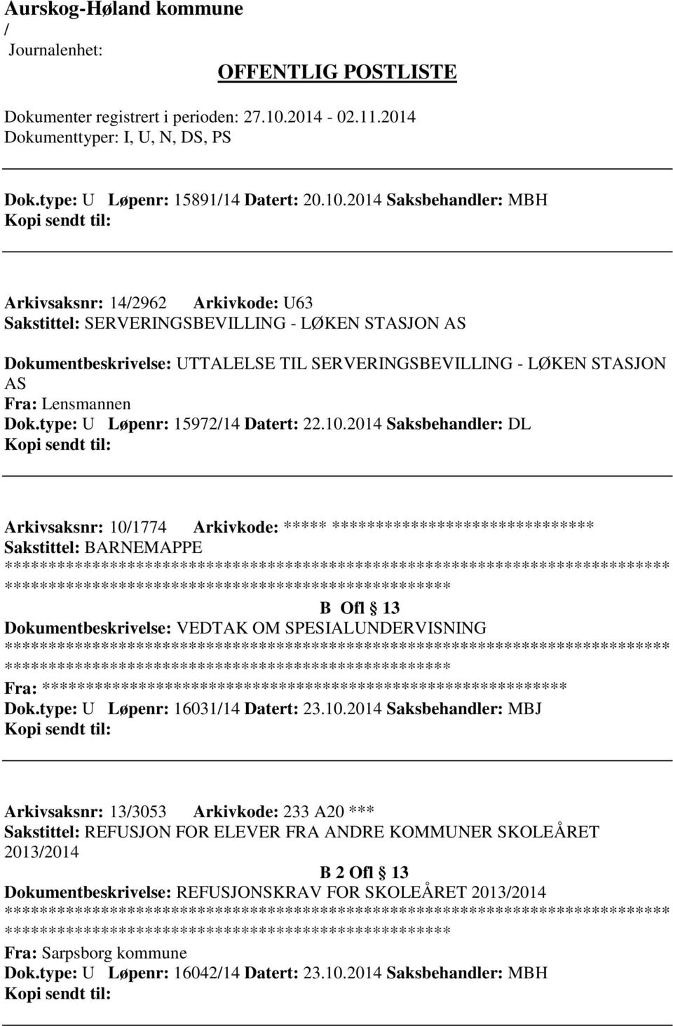 Dok.type: U Løpenr: 1597214 Datert: 22.10.