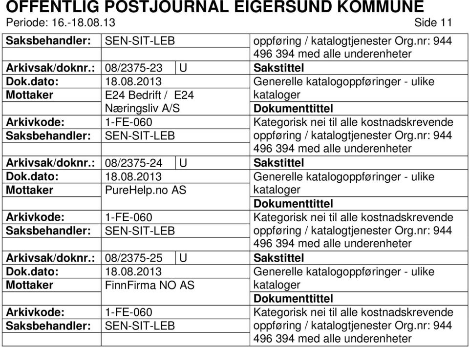 1-FE-060 SEN-SIT-LEB Arkivsak/doknr.