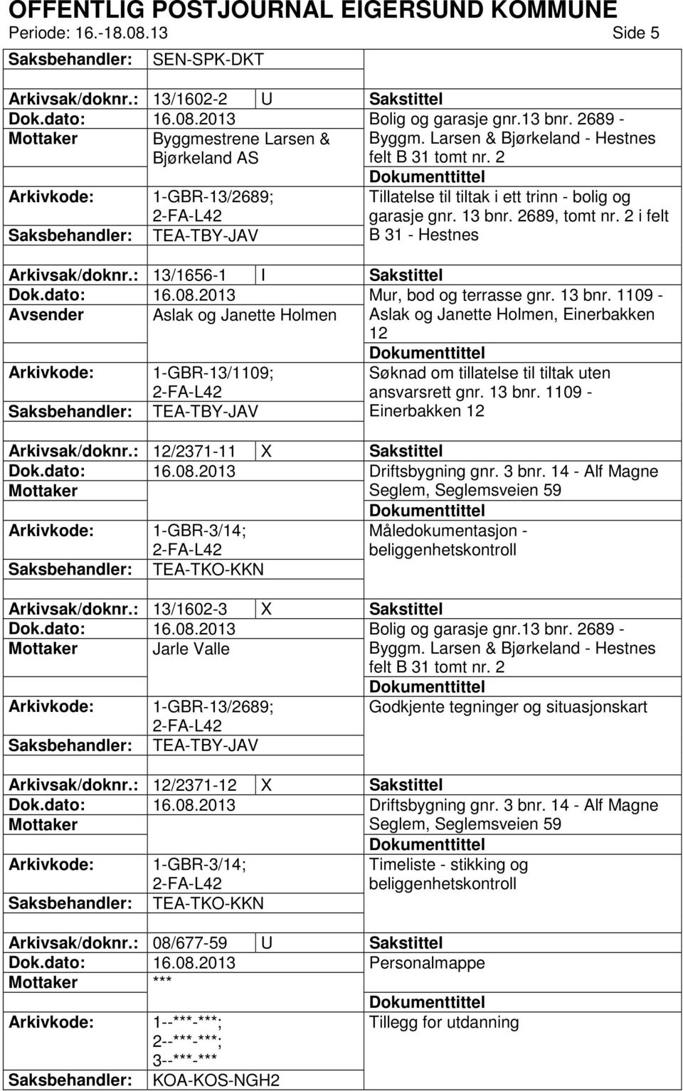 : 13/1656-1 I Sakstittel Mur, bod og terrasse gnr. 13 bnr.