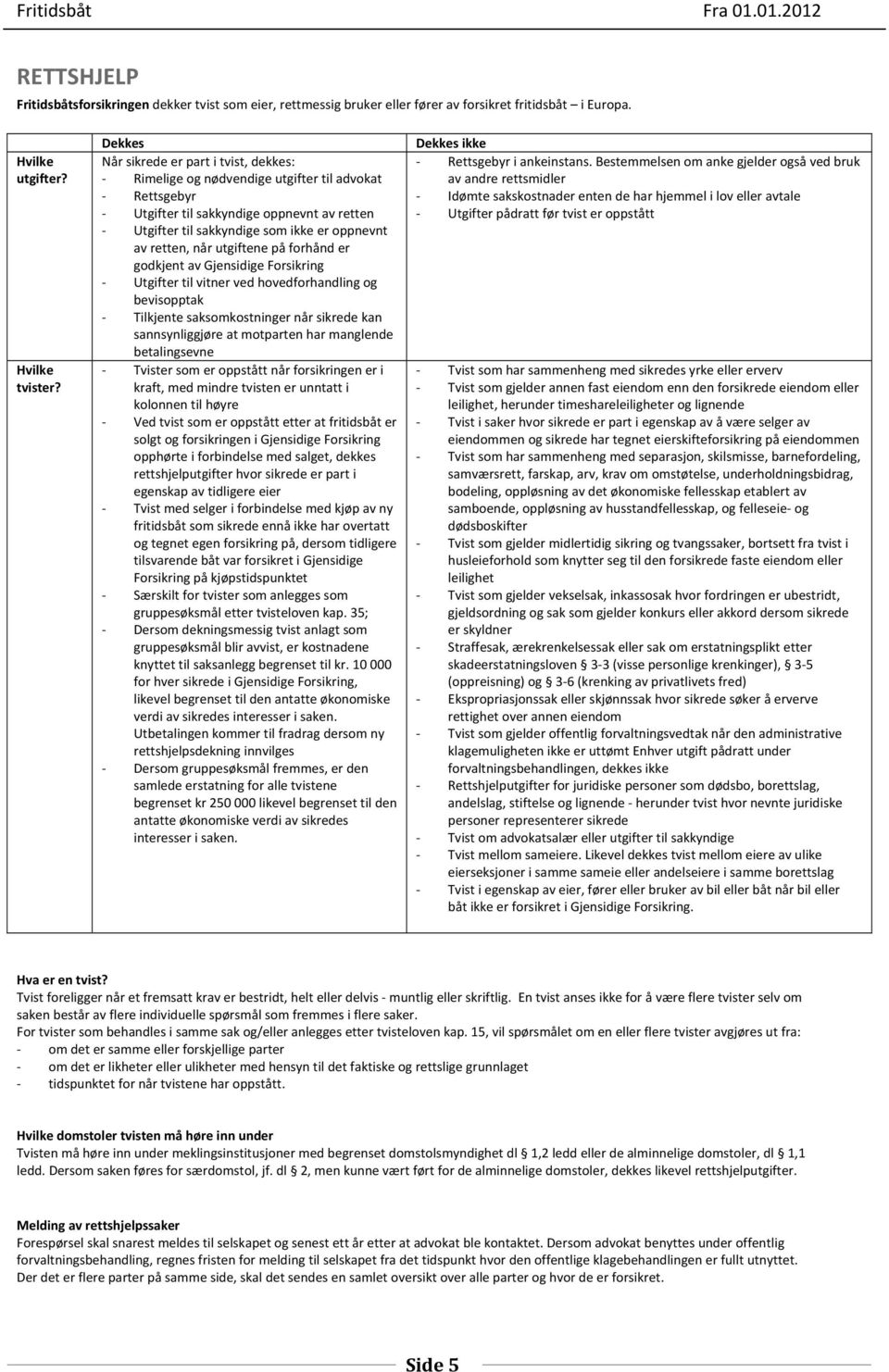 når utgiftene på forhånd er godkjent av Gjensidige Forsikring Utgifter til vitner ved hovedforhandling og bevisopptak Tilkjente saksomkostninger når sikrede kan sannsynliggjøre at motparten har