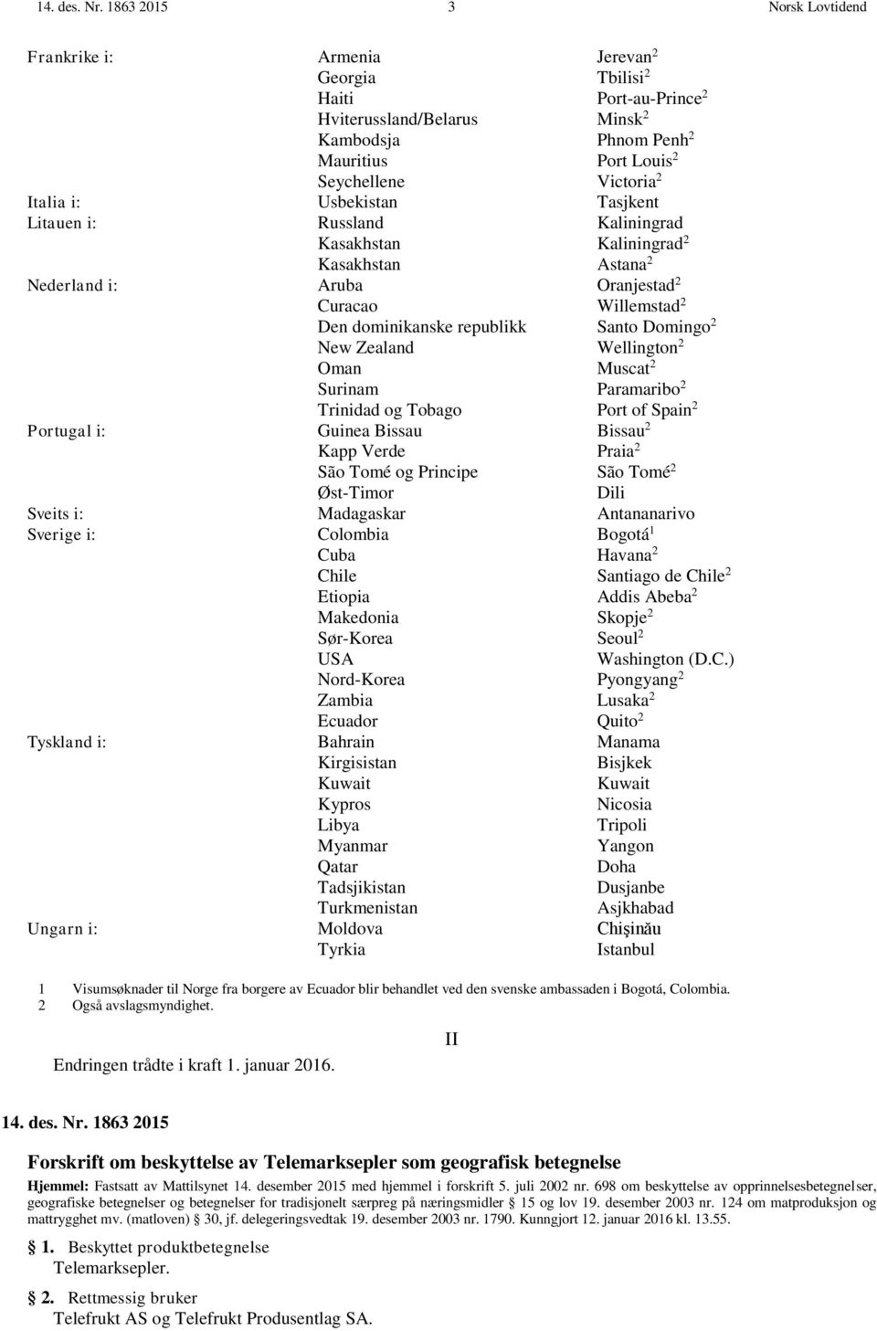 Italia i: Usbekistan Tasjkent Litauen i: Russland Kaliningrad Kasakhstan Kaliningrad 2 Kasakhstan Astana 2 Nederland i: Aruba Oranjestad 2 Curacao Willemstad 2 Den dominikanske republikk Santo