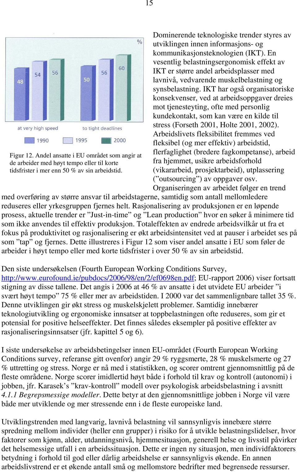 En vesentlig belastningsergonomisk effekt av IKT er større andel arbeidsplasser med lavnivå, vedvarende muskelbelastning og synsbelastning.