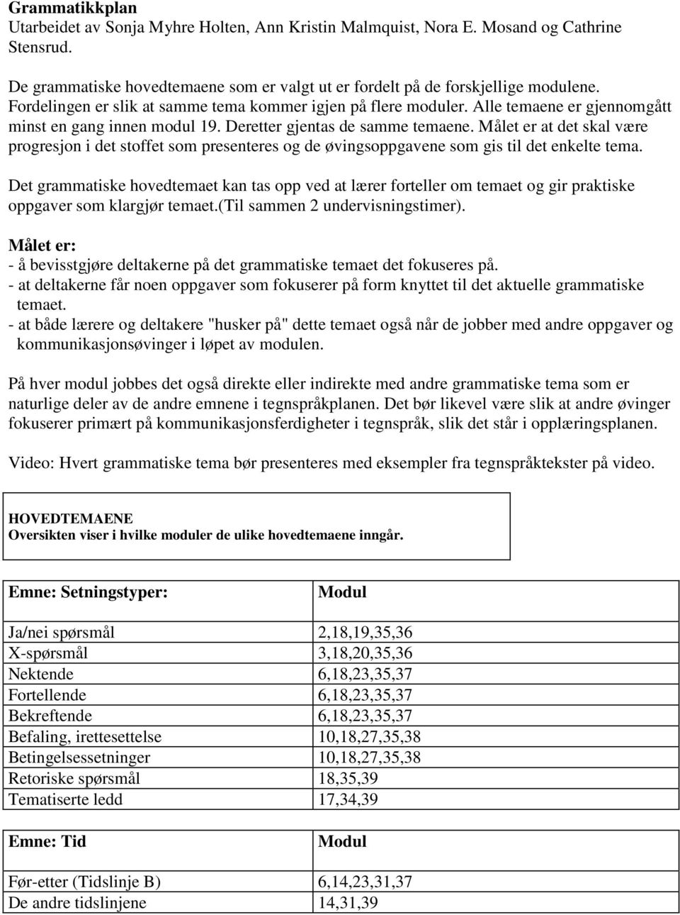 Målet er at det skal være progresjon i det stoffet som presenteres og de øvingsoppgavene som gis til det enkelte tema.