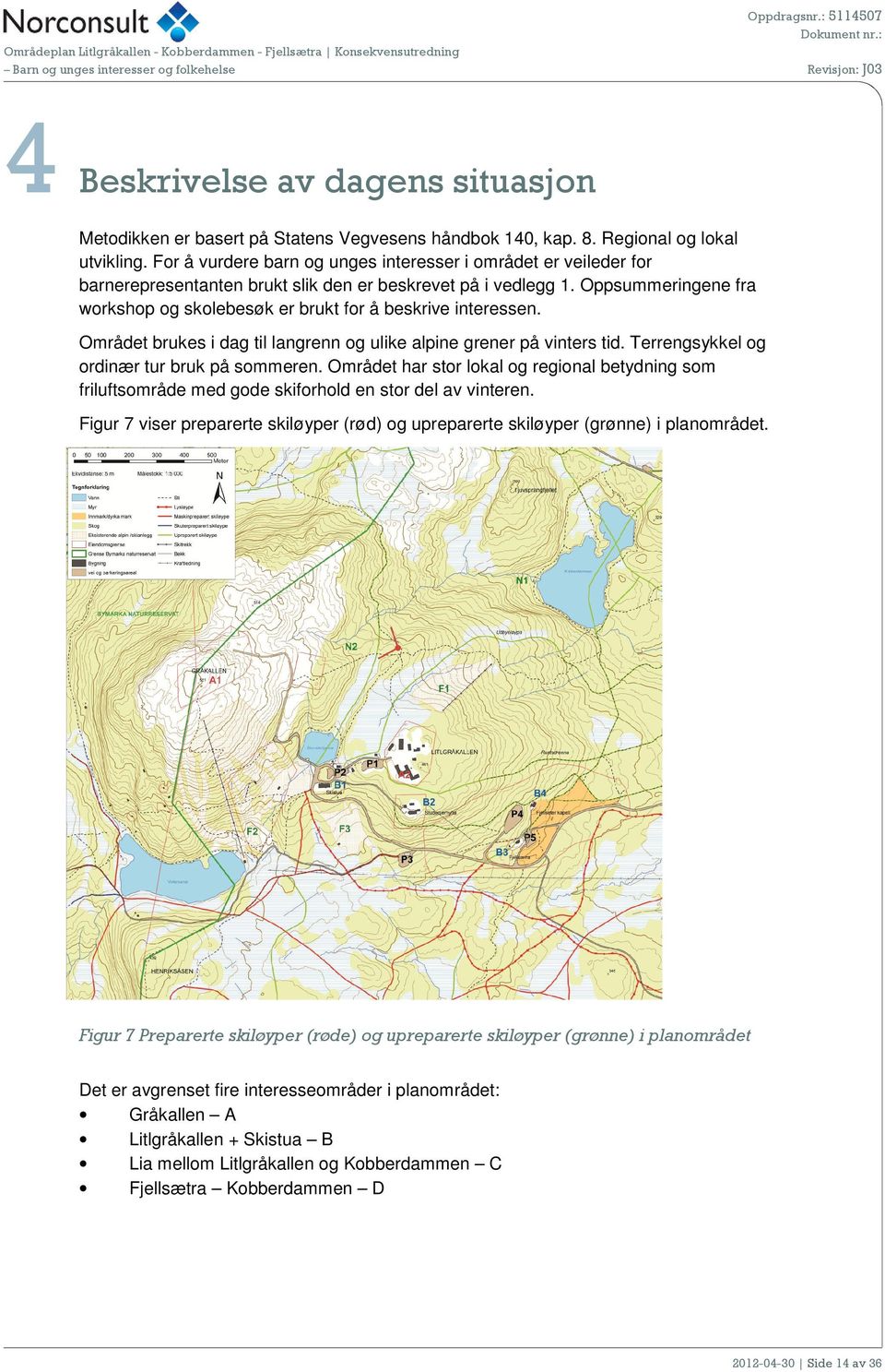 Oppsummeringene fra workshop og skolebesøk er brukt for å beskrive interessen. Området brukes i dag til langrenn og ulike alpine grener på vinters tid. Terrengsykkel og ordinær tur bruk på sommeren.