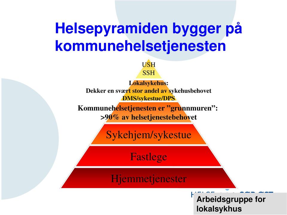 DMS/sykestue/DPS Kommunehelsetjenesten er grunnmuren : >90% av