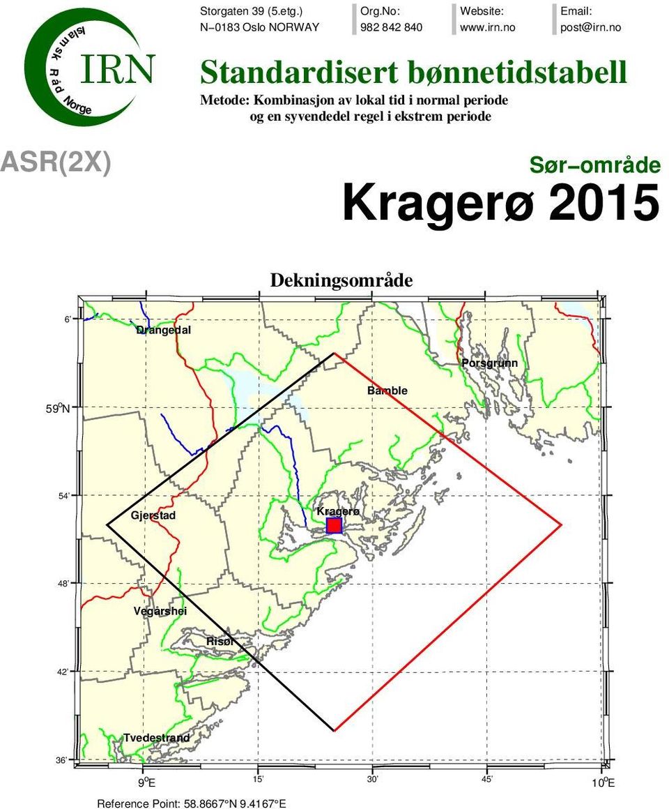 Vegårshei isør 42 Tvedestrand 36 9 o E 15