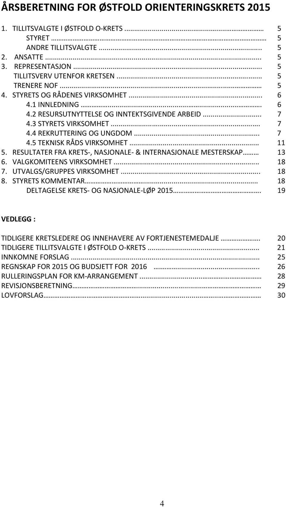 .. 11 5. RESULTATER FRA KRETS-, NASJONALE- & INTERNASJONALE MESTERSKAP 13 6. VALGKOMITEENS VIRKSOMHET... 18 7. UTVALGS/GRUPPES VIRKSOMHET... 18 8. STYRETS KOMMENTAR.